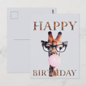 Zebra met bril Happy Birthday Briefkaart (Voorkant / Achterkant)