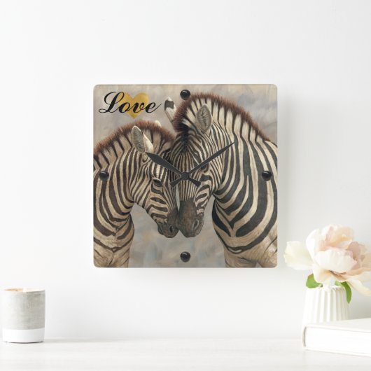 Zebra met Colt Vierkante Klok (Huis)