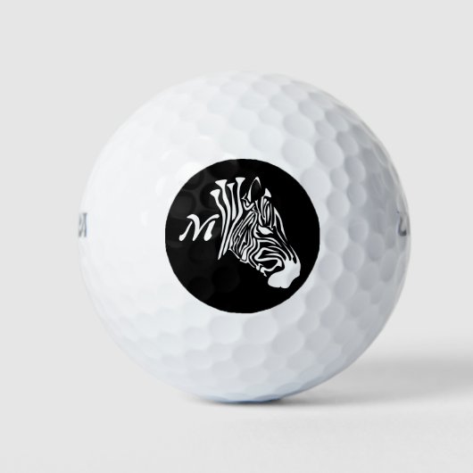 Zebra met gedraaide witte strepen Silhouette Golfballen (Voorkant)