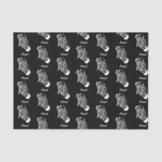 Zebra met gedraaide witte strepen Silhouette Tissuepapier (Voorkant)