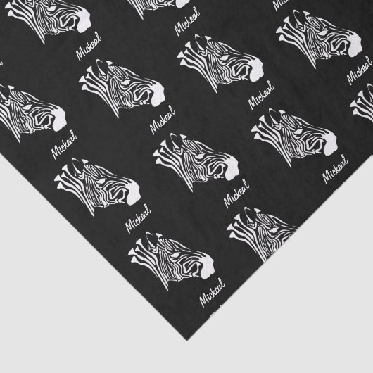 Zebra met gedraaide witte strepen Silhouette Tissuepapier (Detail)