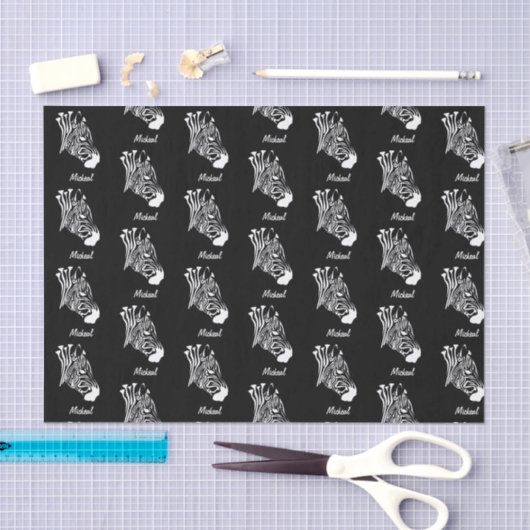 Zebra met gedraaide witte strepen Silhouette Tissuepapier (Craft)