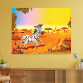 Zebra met grote afdruk van het kind van het canvas (Insitu (Woonkamer))