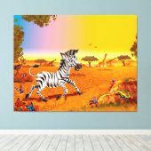 Zebra met grote afdruk van het kind van het canvas (Insitu (Houten vloer))