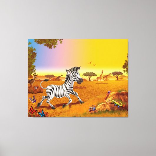 Zebra met grote afdruk van het kind van het canvas (Voorkant)