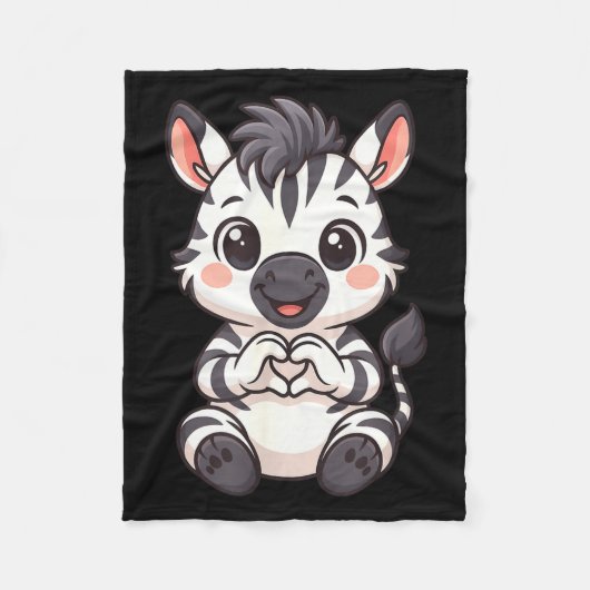 Zebra met hart vrouwen meisjes kinderen hart schat fleece deken (Voorkant)