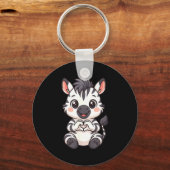 Zebra met hart vrouwen meisjes kinderen hart schat sleutelhanger (Voorkant)