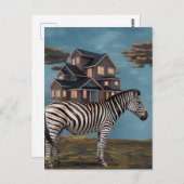 Zebra met huis briefkaart (Voorkant / Achterkant)
