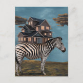 Zebra met huis briefkaart (Voorkant)
