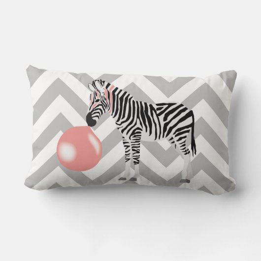 Zebra met kauwgom blaast bel kussen (Achterkant)
