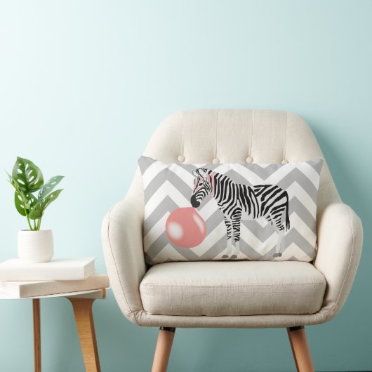 Zebra met kauwgom blaast bel kussen (Stoel)