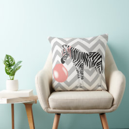 Zebra met kauwgom blaast bel kussen