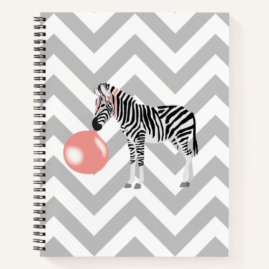 Zebra met kauwgom blaast bubbel notitieboek (Voorkant)
