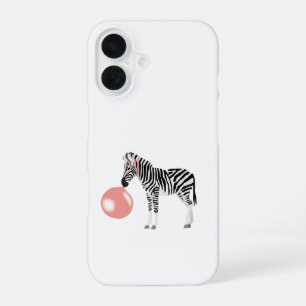 Zebra met kauwgom blaast een bel iPhone 16 hoesje
