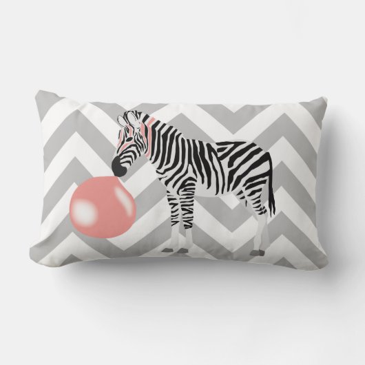 Zebra met kauwgom blaast een bel kussen (Voorkant)