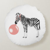 Zebra met kauwgom blaast een bel rond kussen (Achterkant)