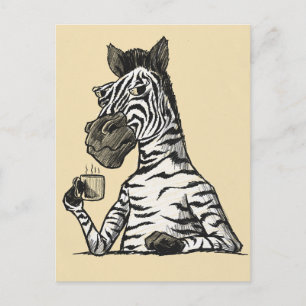 Zebra met koffie-Briefkaart Briefkaart
