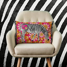 Zebra met Mod Flowers Kussen