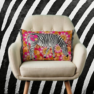 Zebra met  Mod Flowers Kussen