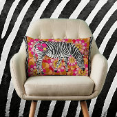 Zebra met Mod Flowers Kussen