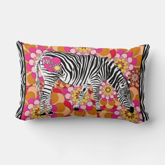 Zebra met  Mod Flowers Kussen (Achterkant)
