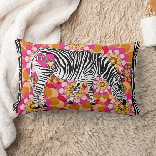 Zebra met  Mod Flowers Kussen (Deken)