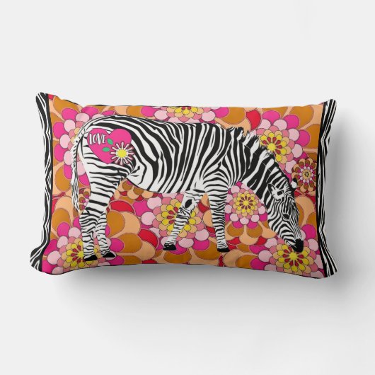 Zebra met Mod Flowers Kussen (Voorkant)
