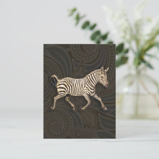  zebra met paisleyontwerp briefkaart (Staand voorkant)