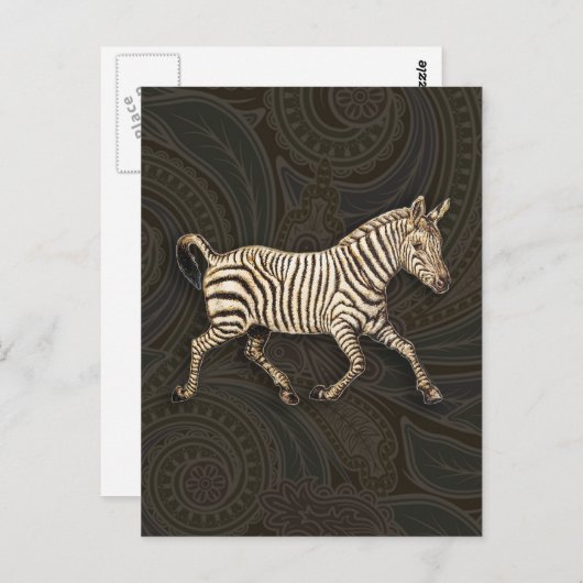 zebra met paisleyontwerp briefkaart (Voorkant / Achterkant)
