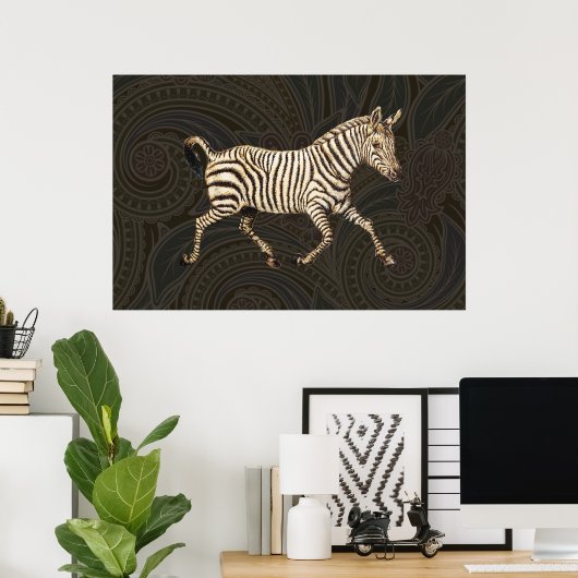 zebra met paisleyontwerp poster (Thuiskantoor)