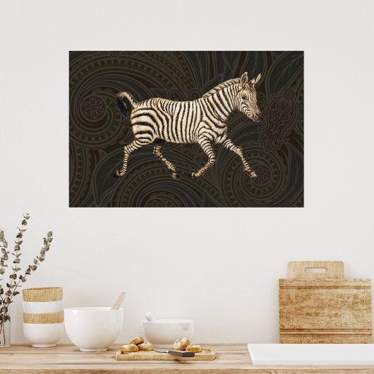  zebra met paisleyontwerp poster (Keuken)