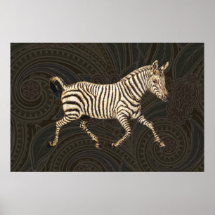  zebra met paisleyontwerp poster