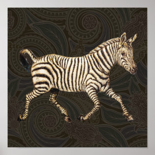  zebra met paisleyontwerp poster