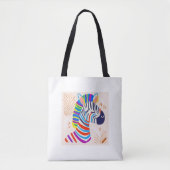 "Zebra met Rainbow Stripes Design Bag – Bold & Co Tote Bag (Voorkant)