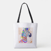 "Zebra met Rainbow Stripes Design Bag – Bold & Co Tote Bag (Achterkant)