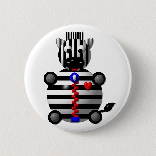 Zebra met ritssluiting ronde button 5,7 cm (Voorkant)