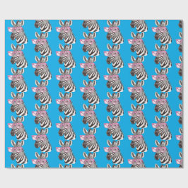 Zebra met roze bril Blue Bg Cadeaupapier
