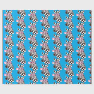 Zebra met roze bril Blue Bg Cadeaupapier