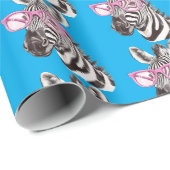 Zebra met roze bril Blue Bg Cadeaupapier (Rol Hoek)