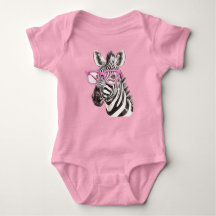 Zebra met roze bril body’s & one-pieces