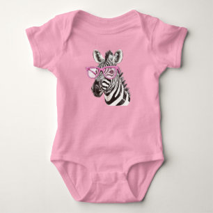 Zebra met roze bril body’s & one-pieces romper