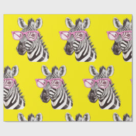 Zebra met roze bril cadeaupapier