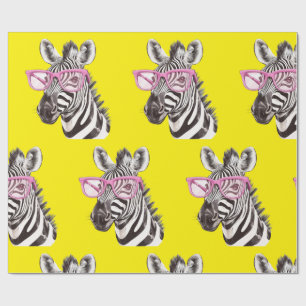 Zebra met roze bril cadeaupapier
