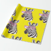 Zebra met roze bril cadeaupapier (Uitgerold)
