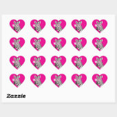 Zebra met roze bril Donkerroze achtergrond Hart Sticker (Vel)
