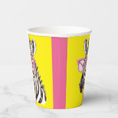 Zebra met roze bril Geel BG Papieren Bekers (Rechts)