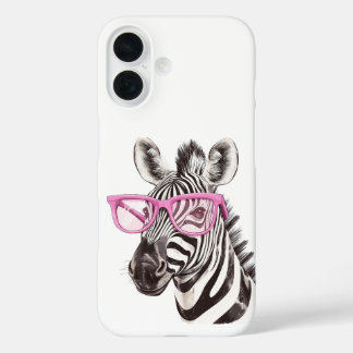 Zebra met roze bril iPhone / iPad hoesje
