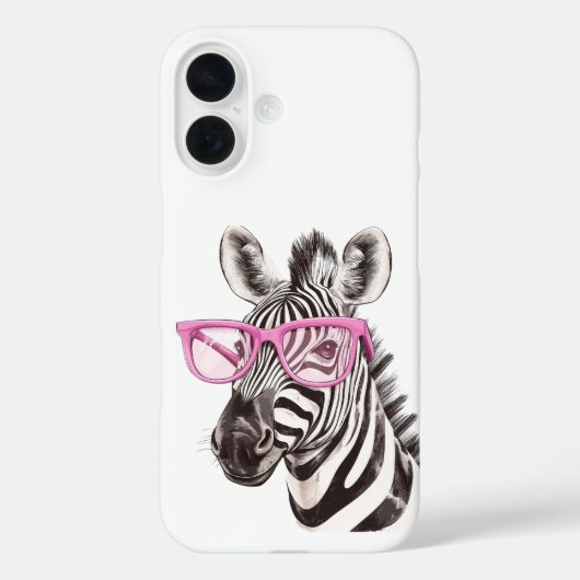 Zebra met roze bril iPhone / iPad hoesje (Achterkant)
