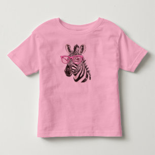 Zebra met roze bril kinder shirts