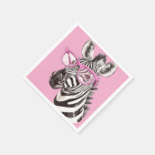 Zebra met roze bril - Lichtroze achtergrond Servet (Hoek)